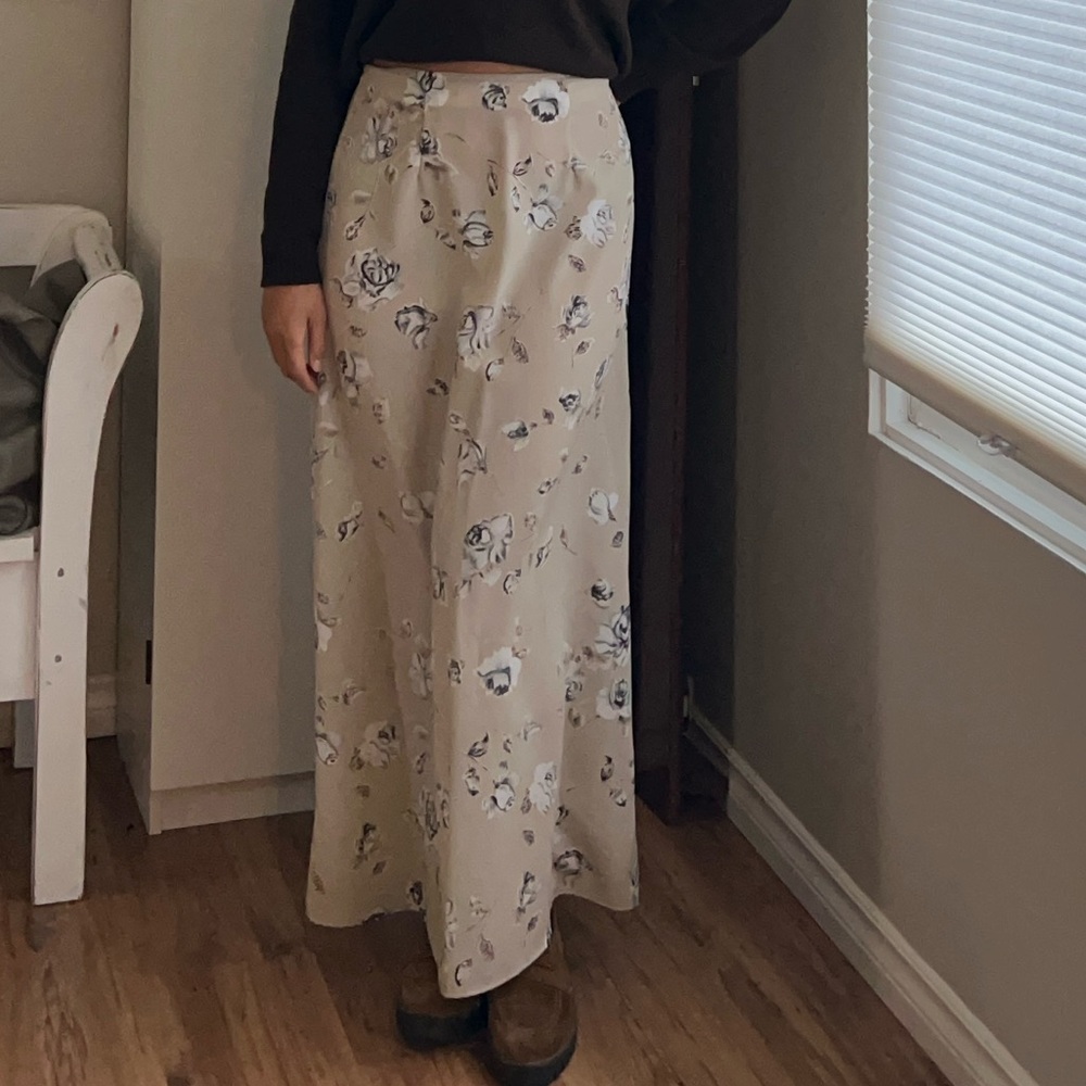 Beige Floral Skirt